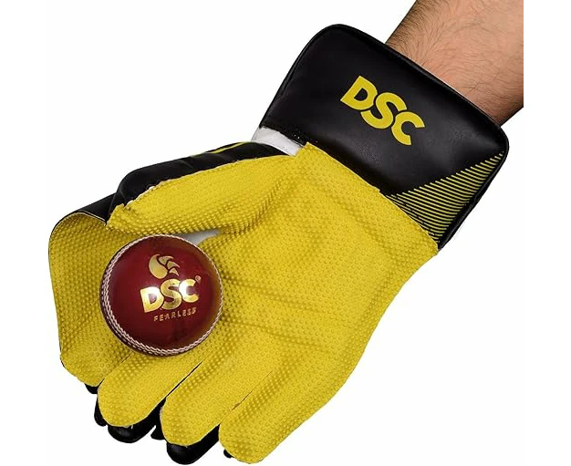 DSC Condor Ruffle Cricket Wicket Keeping Glove Colour: Black Size: Boys  Closure Type: Slip on  For Both-Hand Players