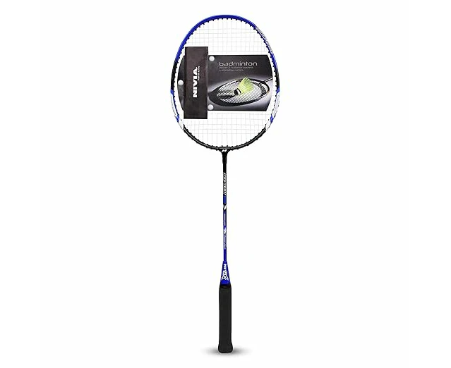 Nivia 7066 Arc Light 500 Alloy Graphite Strung Badminton Racket with Full Racket Cover Black/Blue, Maximum String Tension- 20lbs