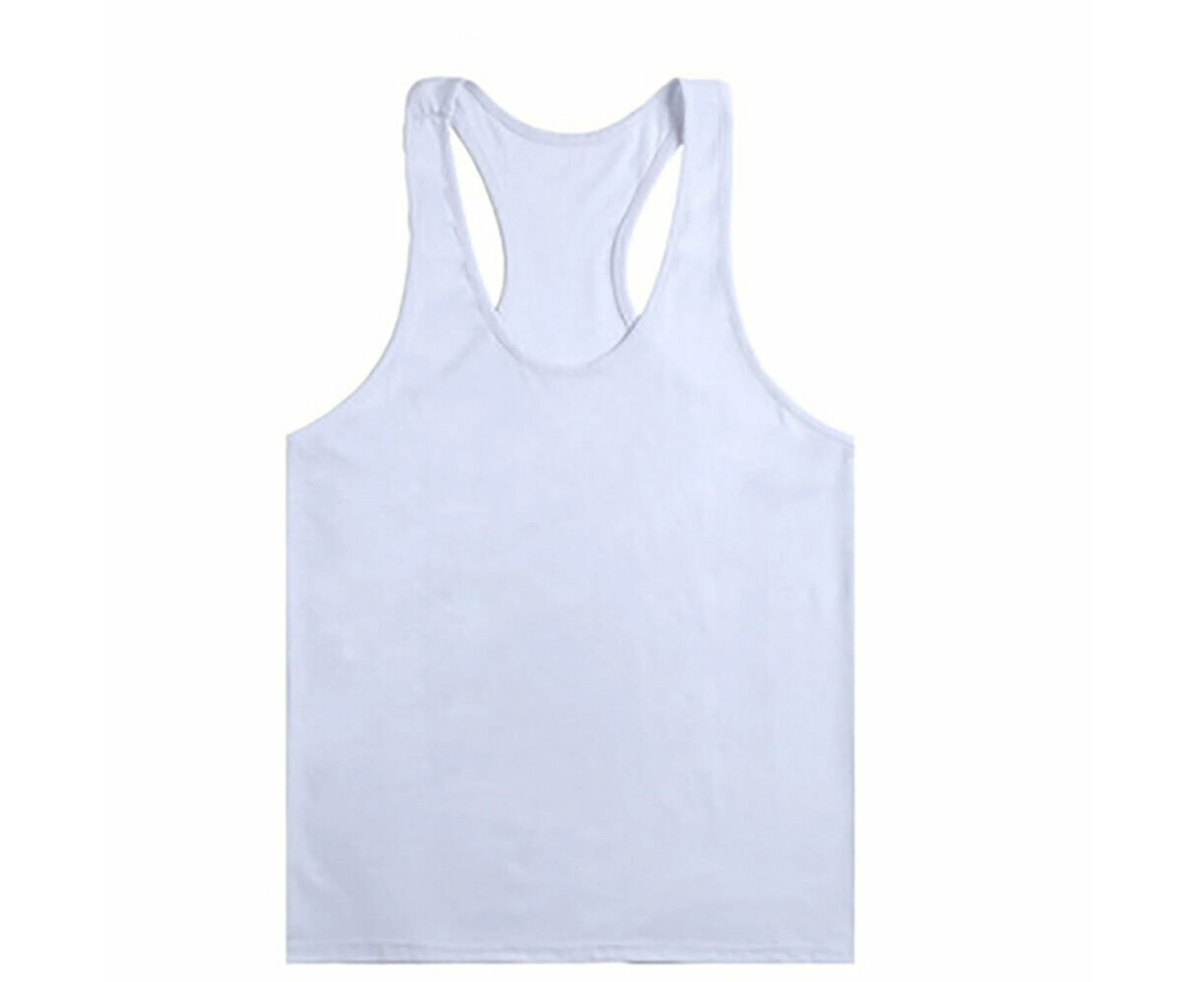 White Mens Gym Vest Tank Racer Back