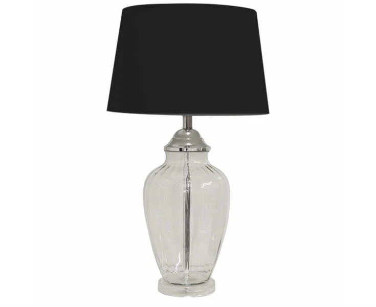 DA Addison Contemporary Glass Base Black Shade Table Lamp