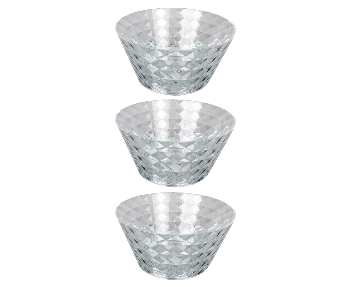 3x Urban Kitchen Salad Bowl Clear Plastic Ideal for Fresh Salads & Serving 25cm