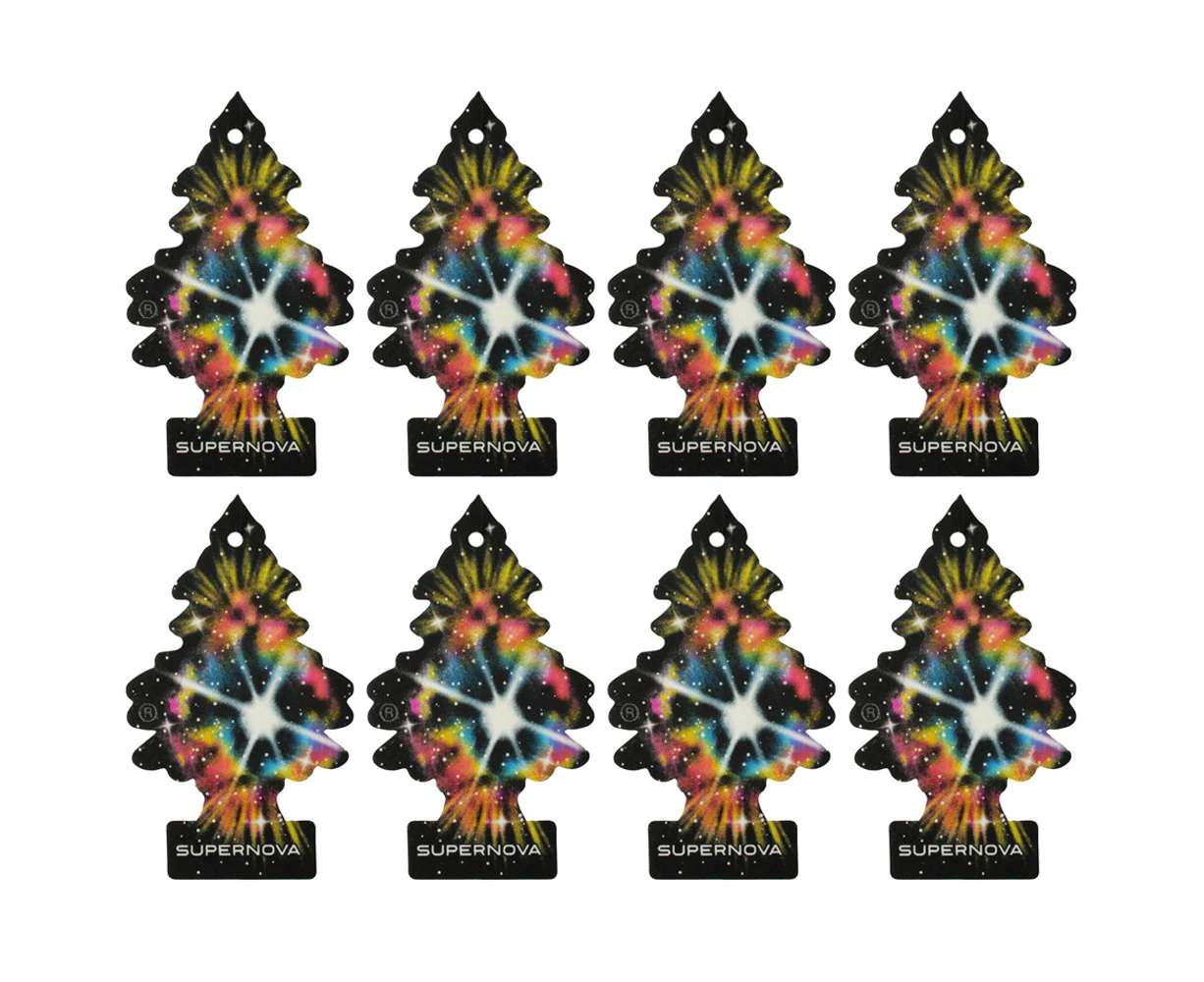 8x Little Tree 1 Pack Supernova Car Air Freshener Long-Lasting Fragrance 12x4cm