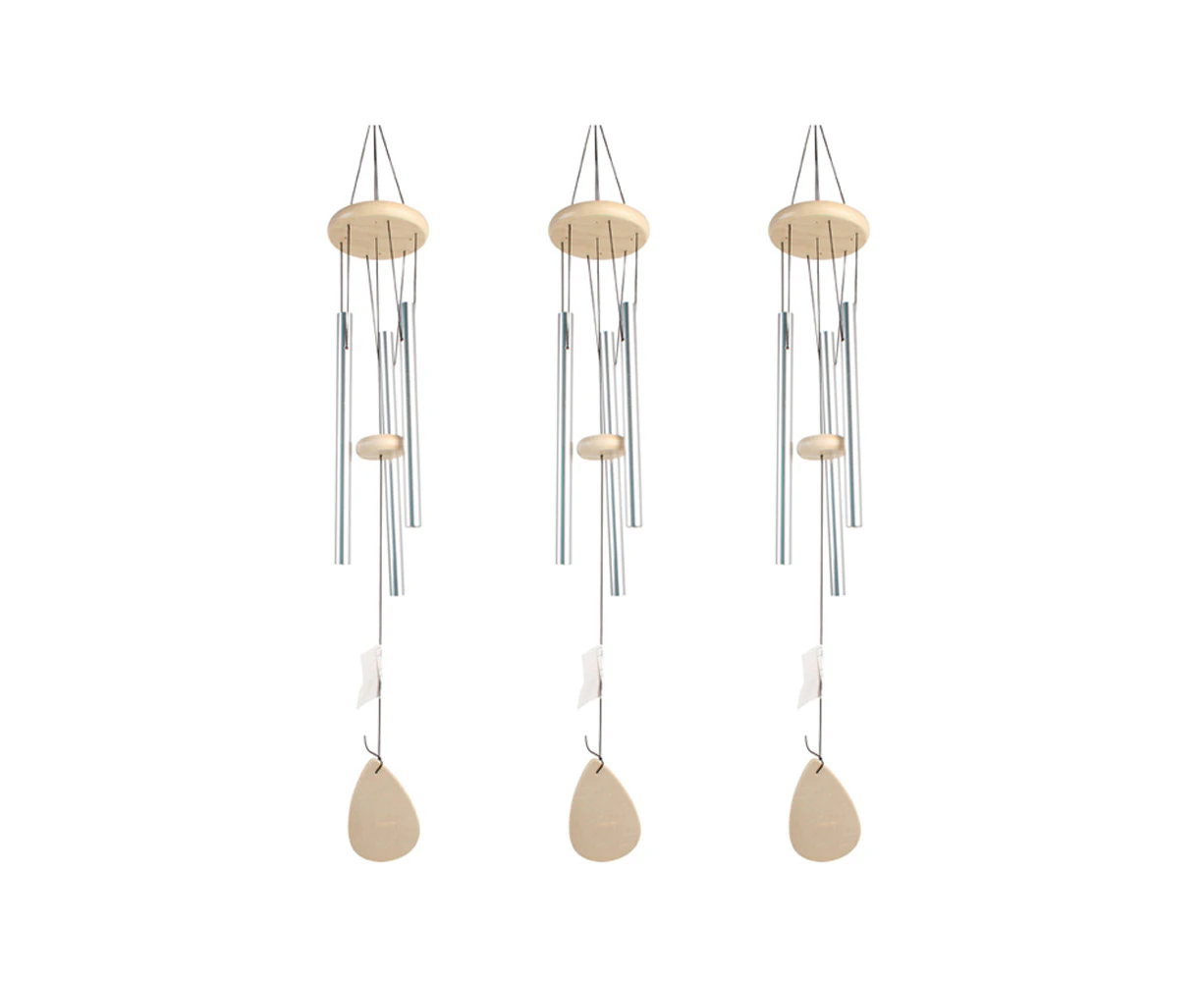 3x Yard Master Wood Wind Chime Metal Rod Elegant Design Outdoor Garden Decor