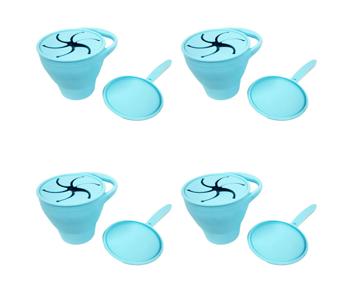 4x Cuddle Bug Baby/Toddler Feeding Silicone Collapsible Snack Spinner Cup 320ml