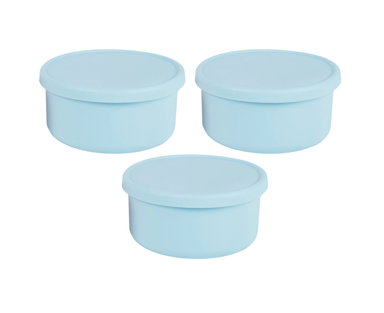 3x Cuddle Bug Baby/Infant Feeding Silicone Bowl w/ Lid 14.5x14.5cm 2 Blue/Pink