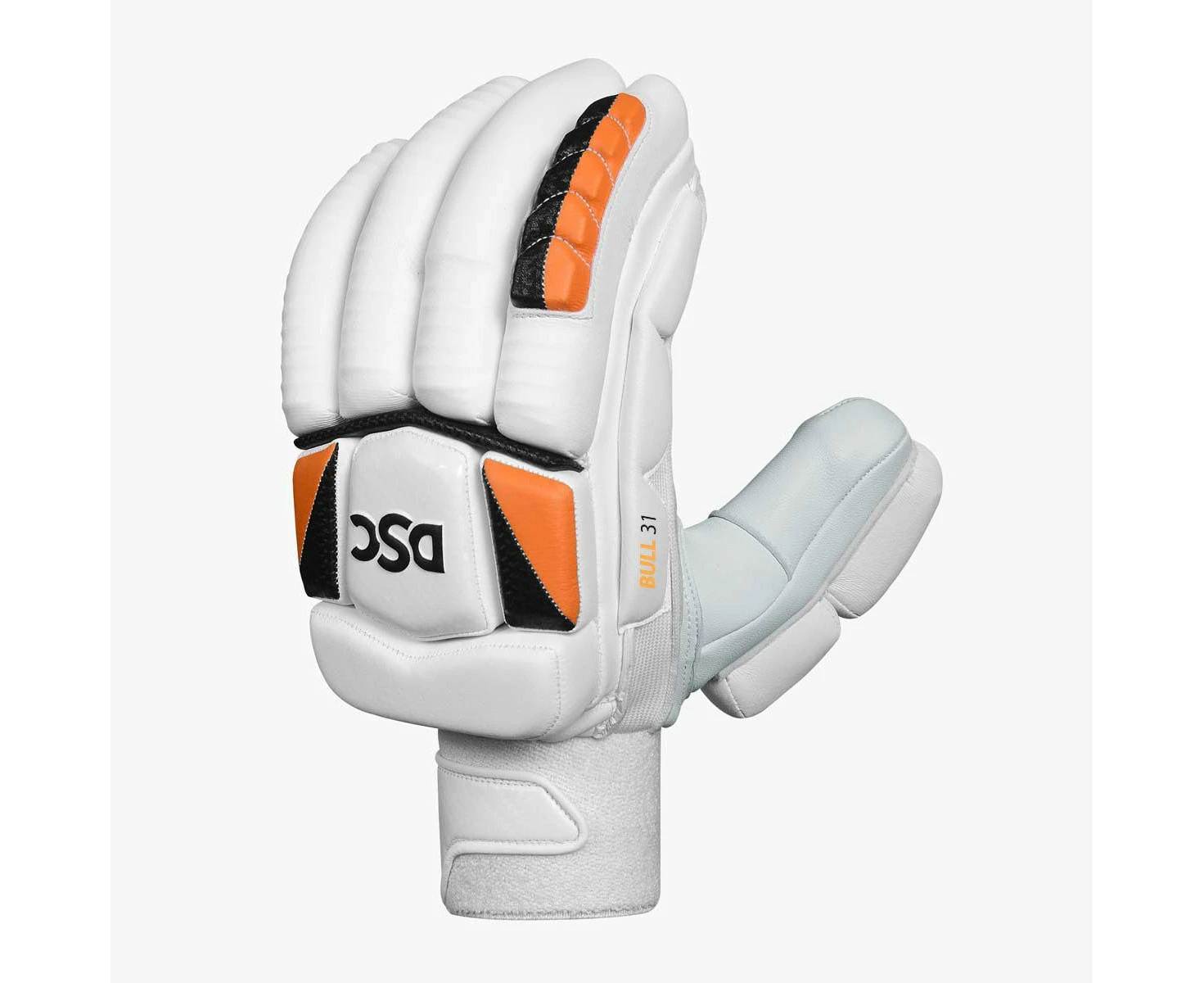 DSC Krunch Bull 31 Cricket Batting Gloves | Color: White & Orange | Size: Men RH | Material: Premium PU & Ultra-Light Foam