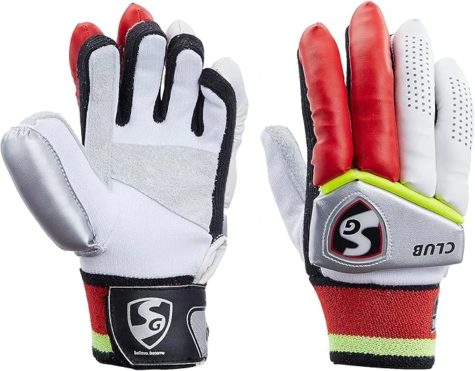 SG Club Cricket Batting Gloves  Multicolor  Size: Small Junior  For Left-Hand Batsman