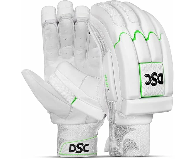 DSC Split 22 Cricket Batting Gloves  Color: White & Green  Size: Mens LH  Material: PU & Ultra-Light Foam  For Advance