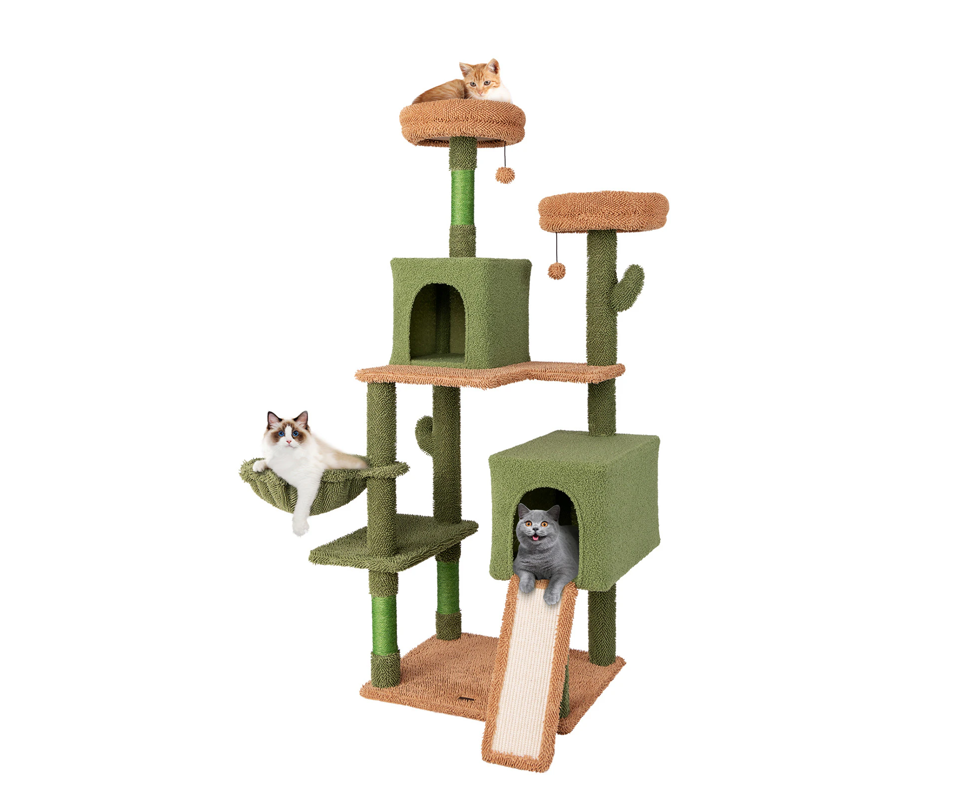 Cat Tree Tower 160cm Kitty Activity Play Center Scratching Posts Double Cat Condos House