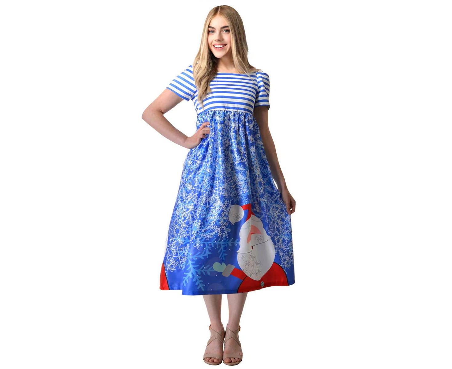 Deluxe Teen Girls Blue Winter Christmas Dress