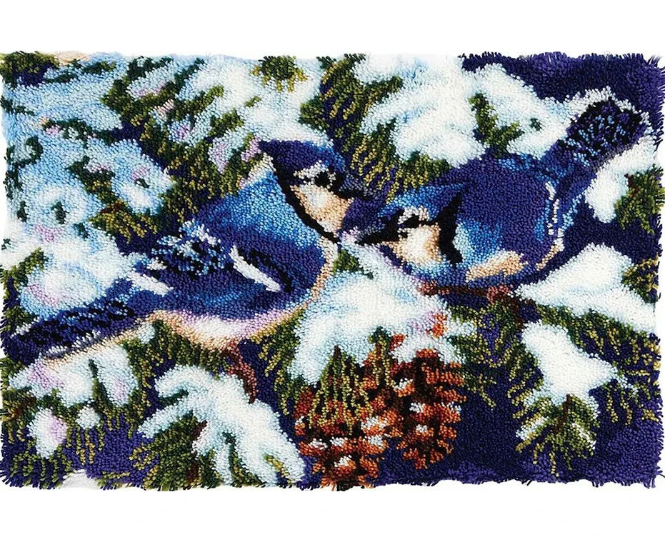 Bluebirds | Rug Making Latch Hooking 60x40cm blank-canvas