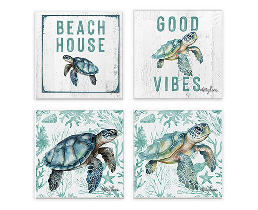 Kelly Lane | Coastal Turtle Fridge Magnets - 4 Pack - 8x8cm