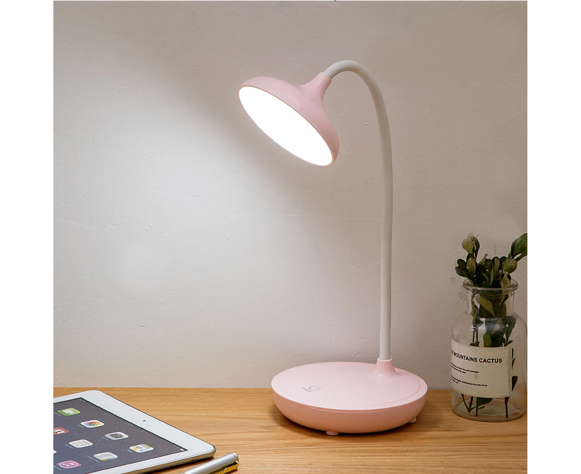 LED Desk Lamp Three Level Touch Dimming Eye Protection Pink