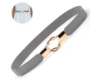 Women Retro Elastic Stretchy Metal Buckle Skinny Waist Belt Wide