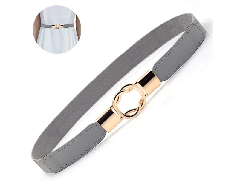 Women Retro Elastic Stretchy Metal Buckle Skinny Waist Belt Wide