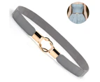 Women Retro Elastic Stretchy Metal Buckle Skinny Waist Belt Wide