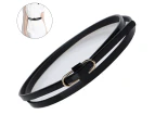 Leather Skinny Women Belt Thin Waist Belts Extra Thin PU Leather Waist Belt with Gold Buckle for Jeans Pants Dresses Black