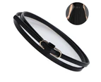 Leather Skinny Women Belt Thin Waist Belts Extra Thin PU Leather Waist Belt with Gold Buckle for Jeans Pants Dresses Black