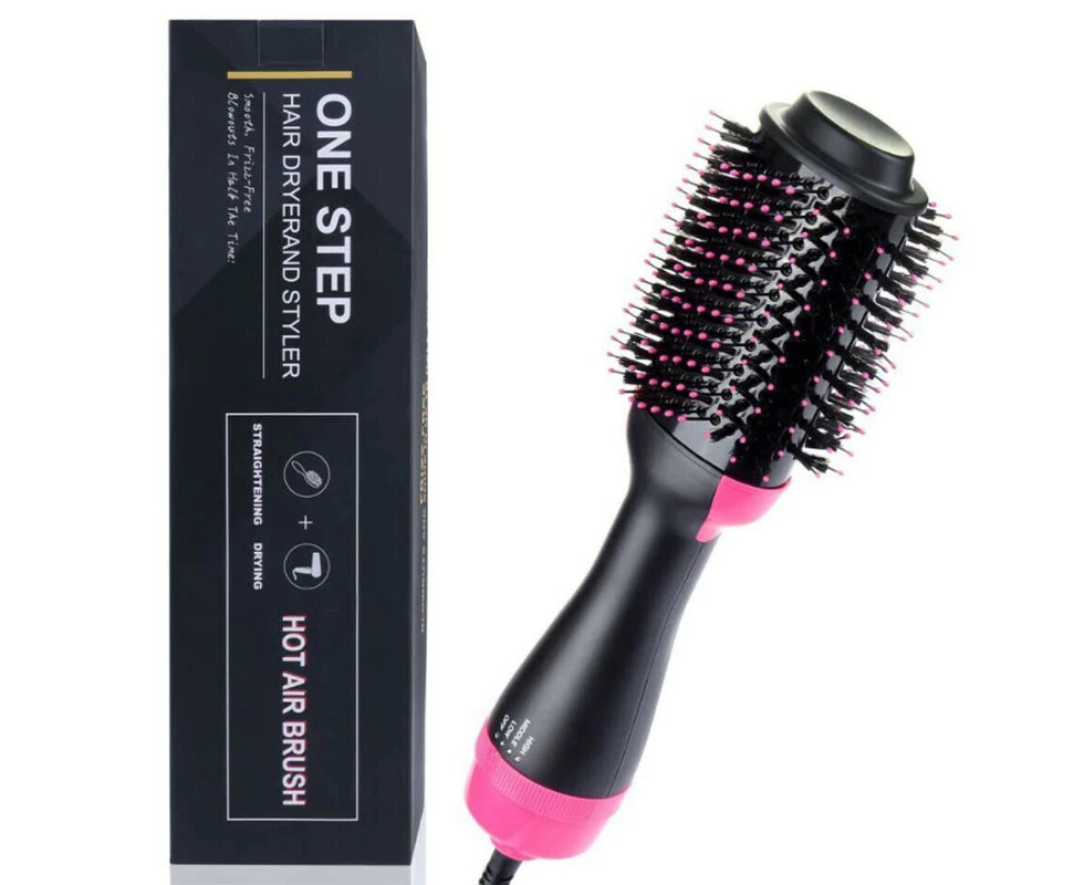 2Pcs 3 in 1 Pro Salon One-Step Hair Dryer and Volumizer Oval Brush Design