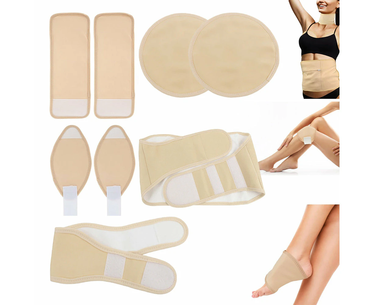 8 Pieces Castor Oil Wrap Pack Kit Reusable Compress Castor Oil Wrap for Waist Neck Breast Knee Feet