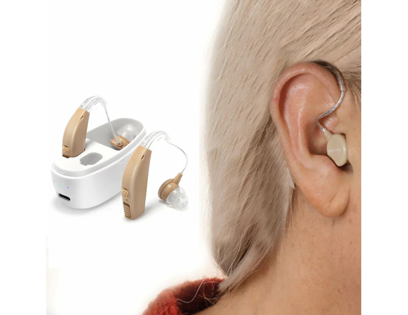 Rechargeable Hearing Aids for Seniors Noise Cancelling Hearing Aids Hearing Aids Amplifier Sound Assist Devices White