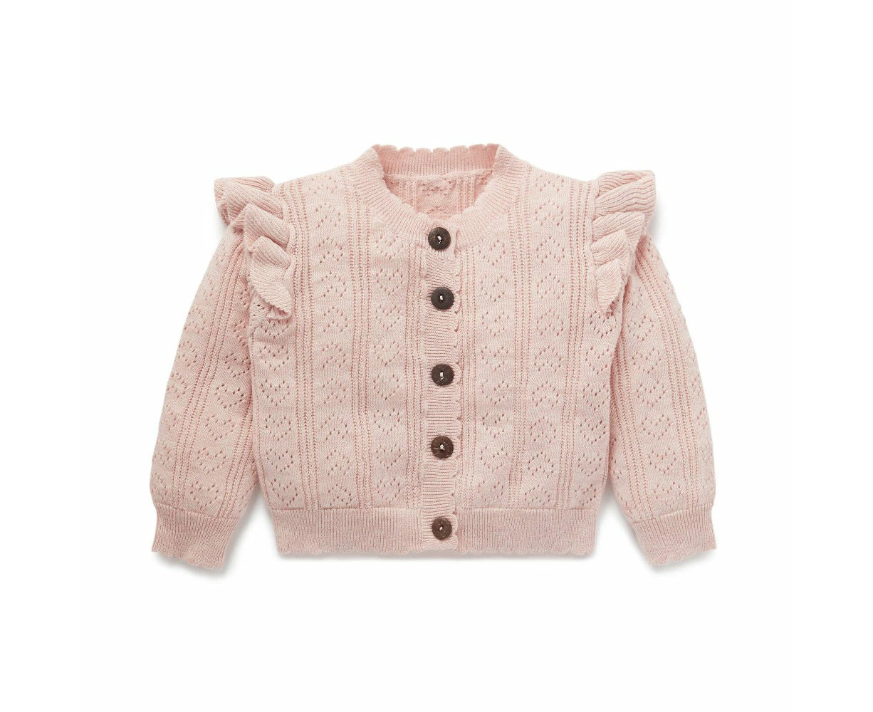 Aster and Oak Ruffle Knit Cardigan Pink