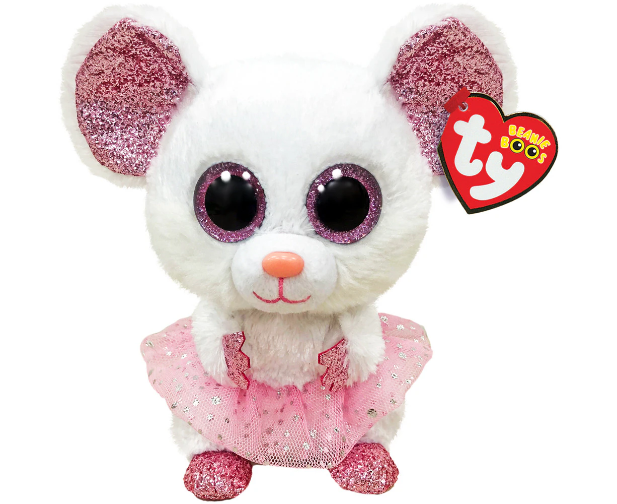 TY Beanie Boos Nina - White Ballerina Mouse Medium Kids/Childrens Plush 3y+