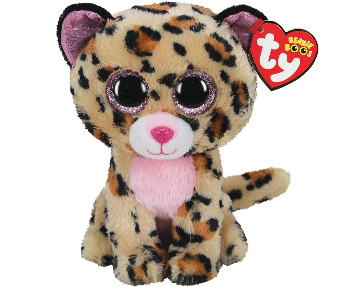 TY Beanie Boos Livvie - Brown/Pink Leopard Medium Kids/Childrens Plush 3y+