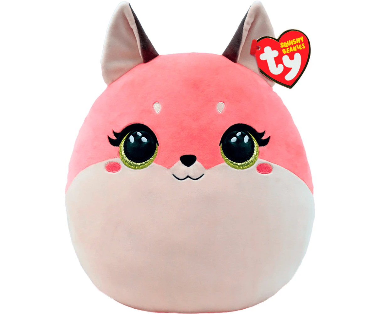 TY Squishy Beanies Roxie - Pink Fox Squish 35cm Kids/Childrens Plush Toy 3y+