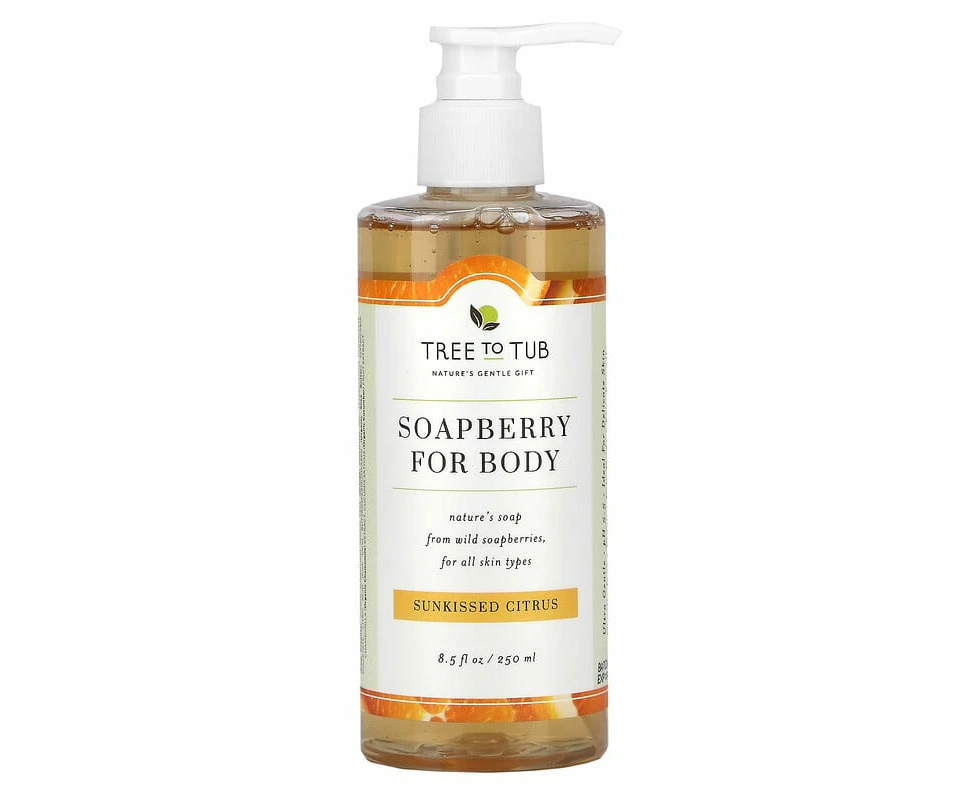 Tree To Tub, Soapberry Moisturizing Body Wash Soap, Sulfate Free, pH Balanced for Dry, Sensitive Skin, Citrus, 8.5 fl oz (250 ml)