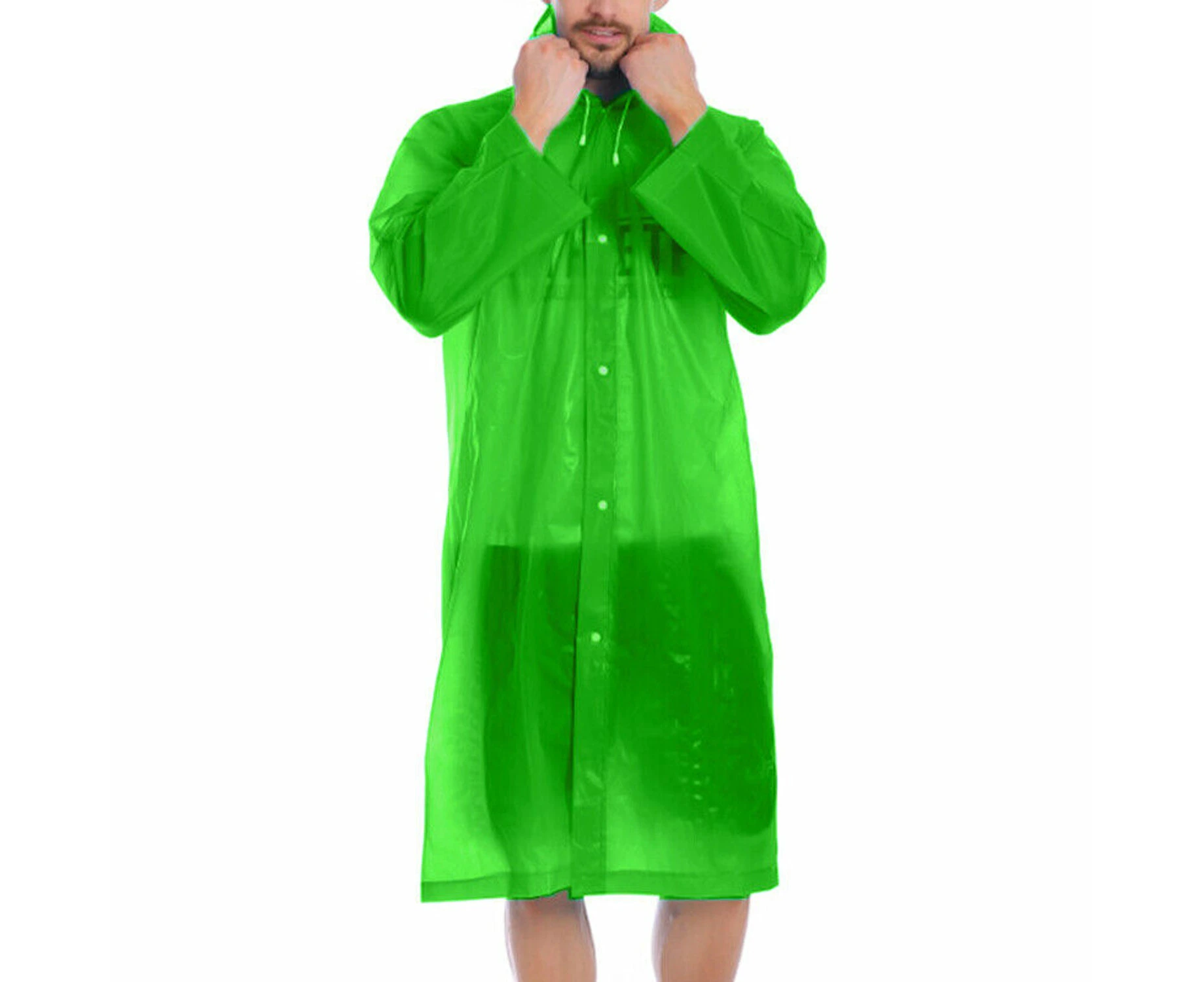 Women Men EVA Raincoat Transparent Waterproof Outdoor Travel Portable Ponchos - Green