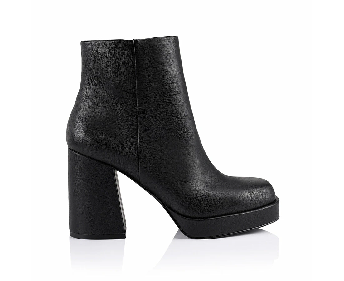 Avery Platform Ankle Boots - Black