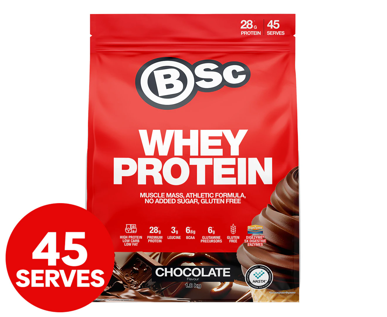 BSc Whey Protein Powder Chocolate 1.8kg / 45 Serves