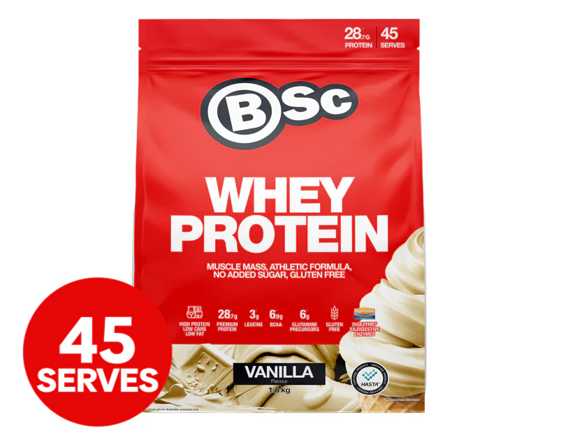 BSc Whey Protein Powder Vanilla 1.8kg / 45 Serves