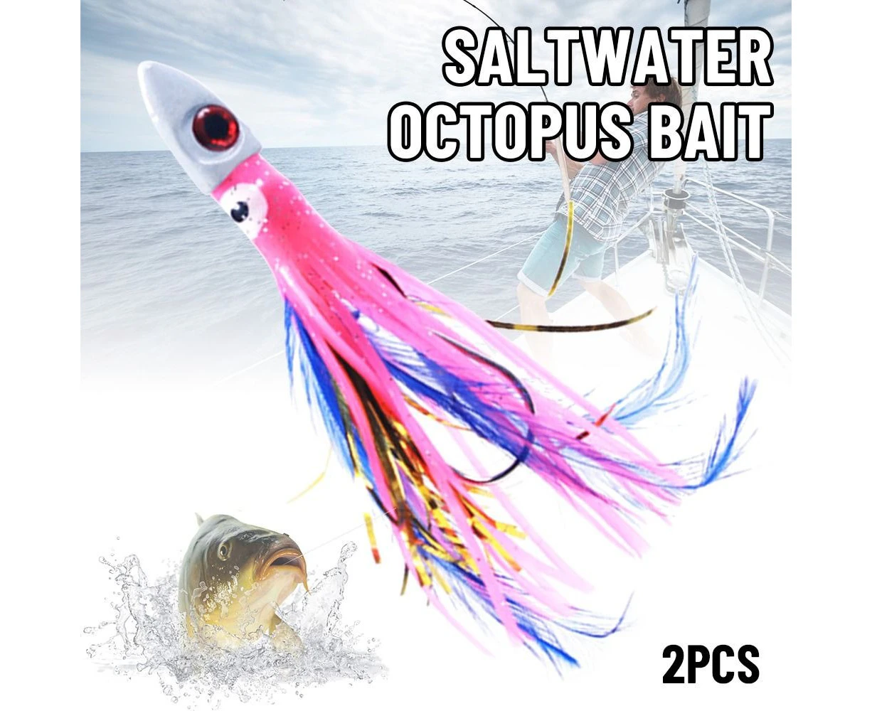 2pcs 13cm 17g luminous TPE Squid Skirts Octopus Lead head Soft Fishing Lures Tuna Sailfish Baits