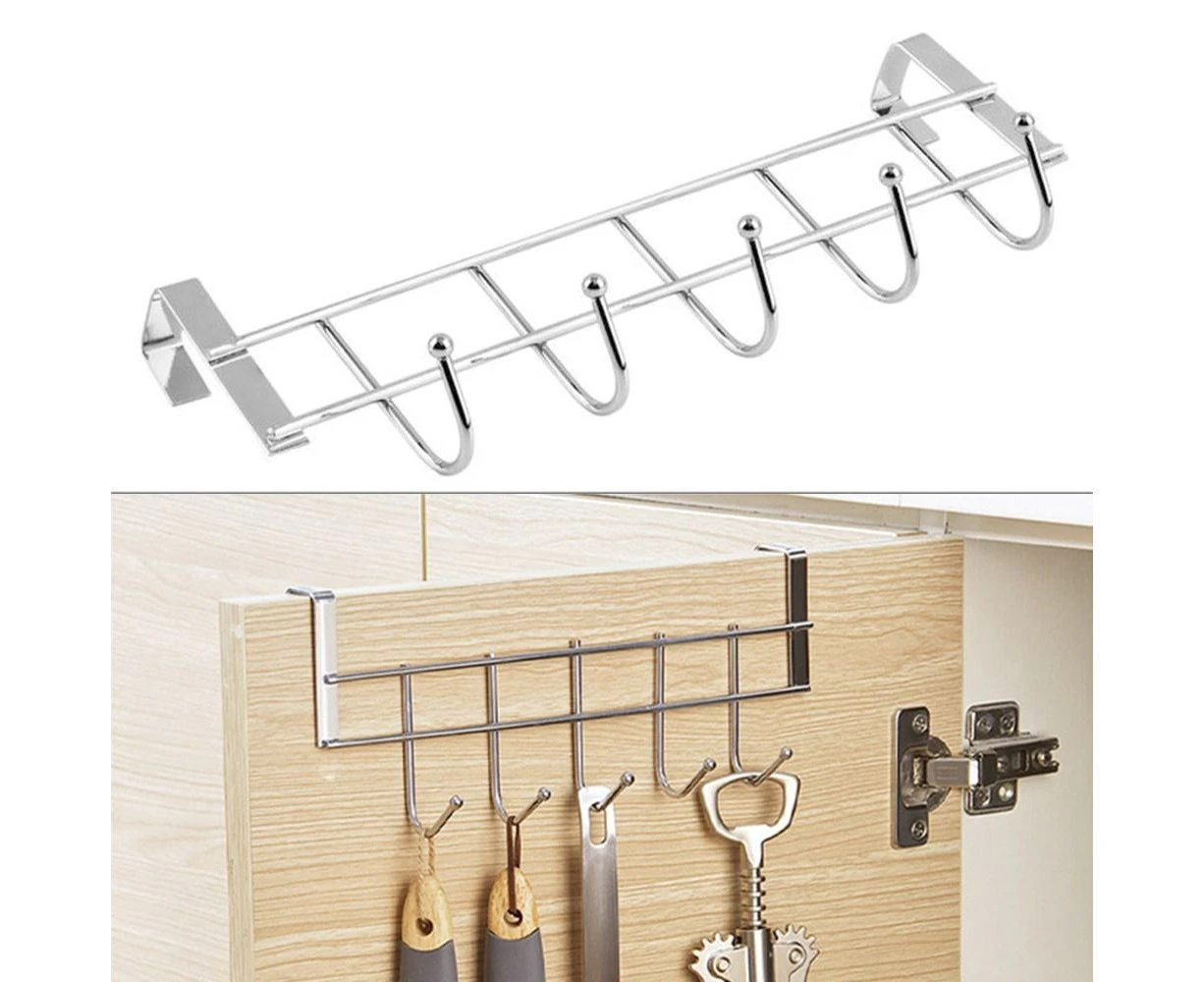 5 Hooks Steel Over The Door Home Kitchen Bathroom Towel Hanger Rack