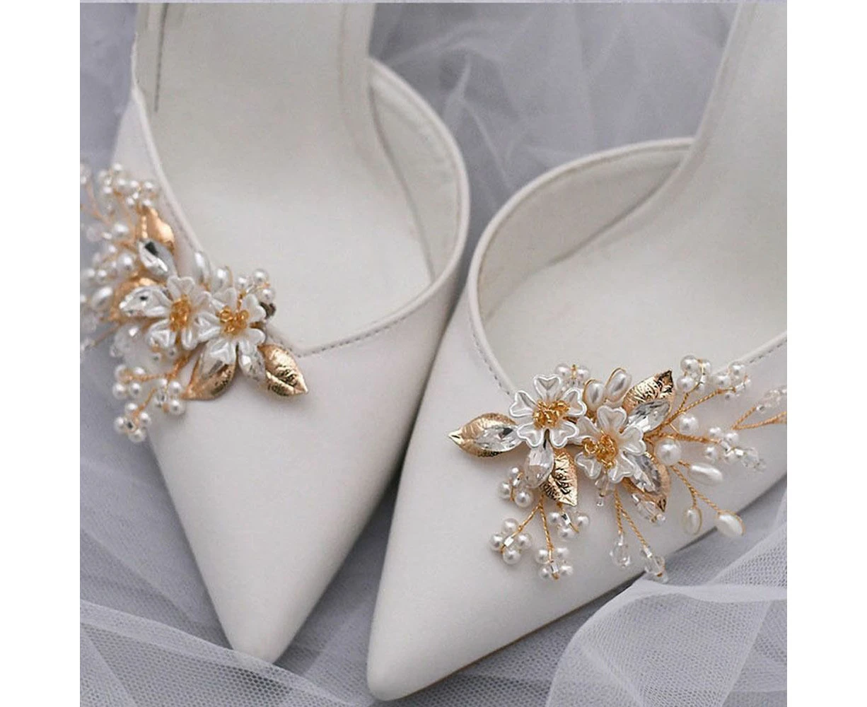 1 Pair Rhinestone Shoe Clips Buckles Crystal Flower Shoe Charms Ornaments Wedding Party Boots Decoration for Women Girls