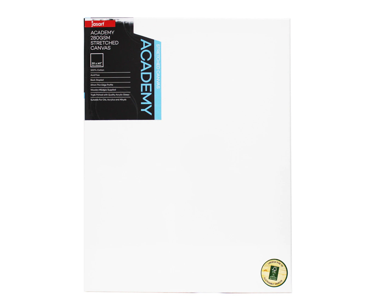 Jasart Academy 30x40" Thin Edge Cotton Stretched Blank Painting Canvas 280GSM WH