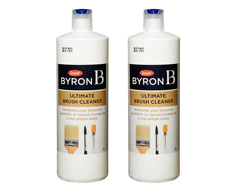 2x Jasart Byron Ultimate 1L Liquid Bottle Painting Craft Brush Bristle Cleaner