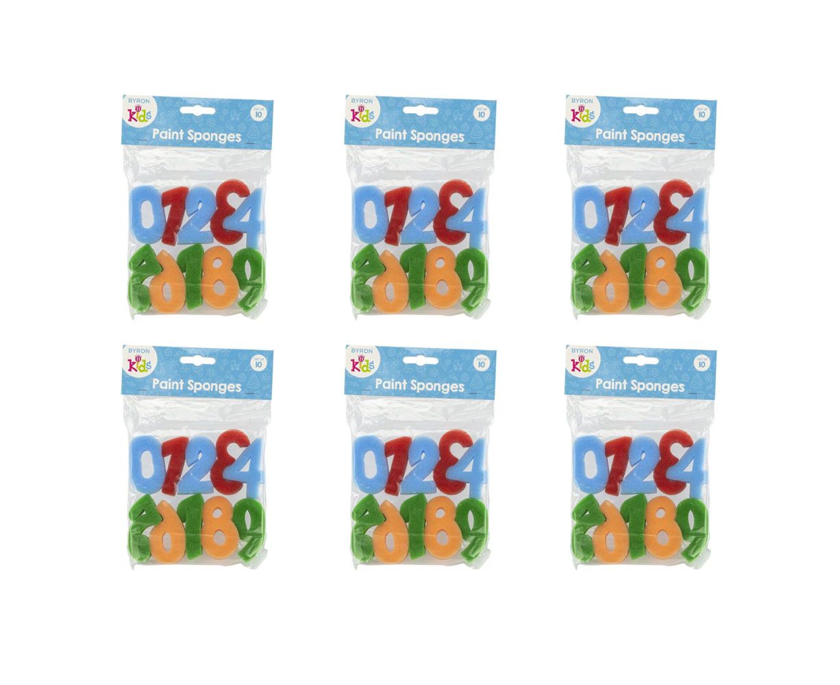 6x 10pc 0 to 9 Jasart Byron Kids/Children Sponge Stamps Numbers Art/Craft Set 3+