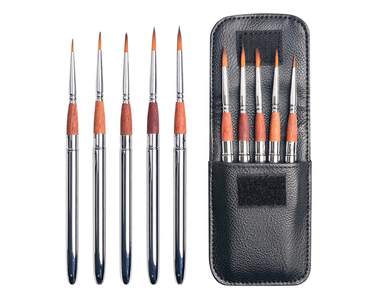 5pc Jasart Voyager Watercolour Metal Brush Handle Set w/ Pocket Travel Case BLK