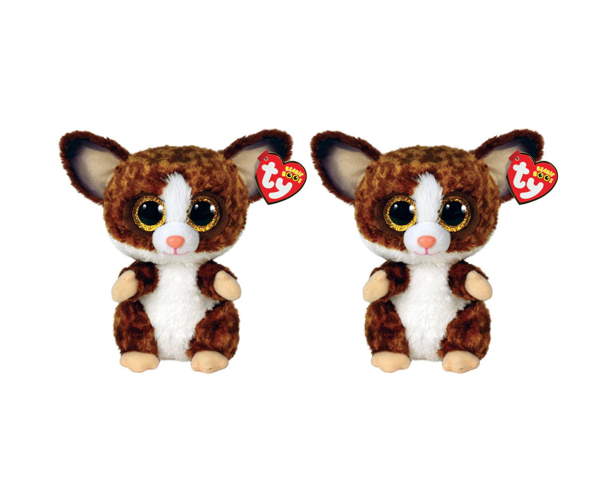 2x TY Beanie Boos Binky - Bush Baby Brown Medium Kids/Childrens Plush Toy 3y+