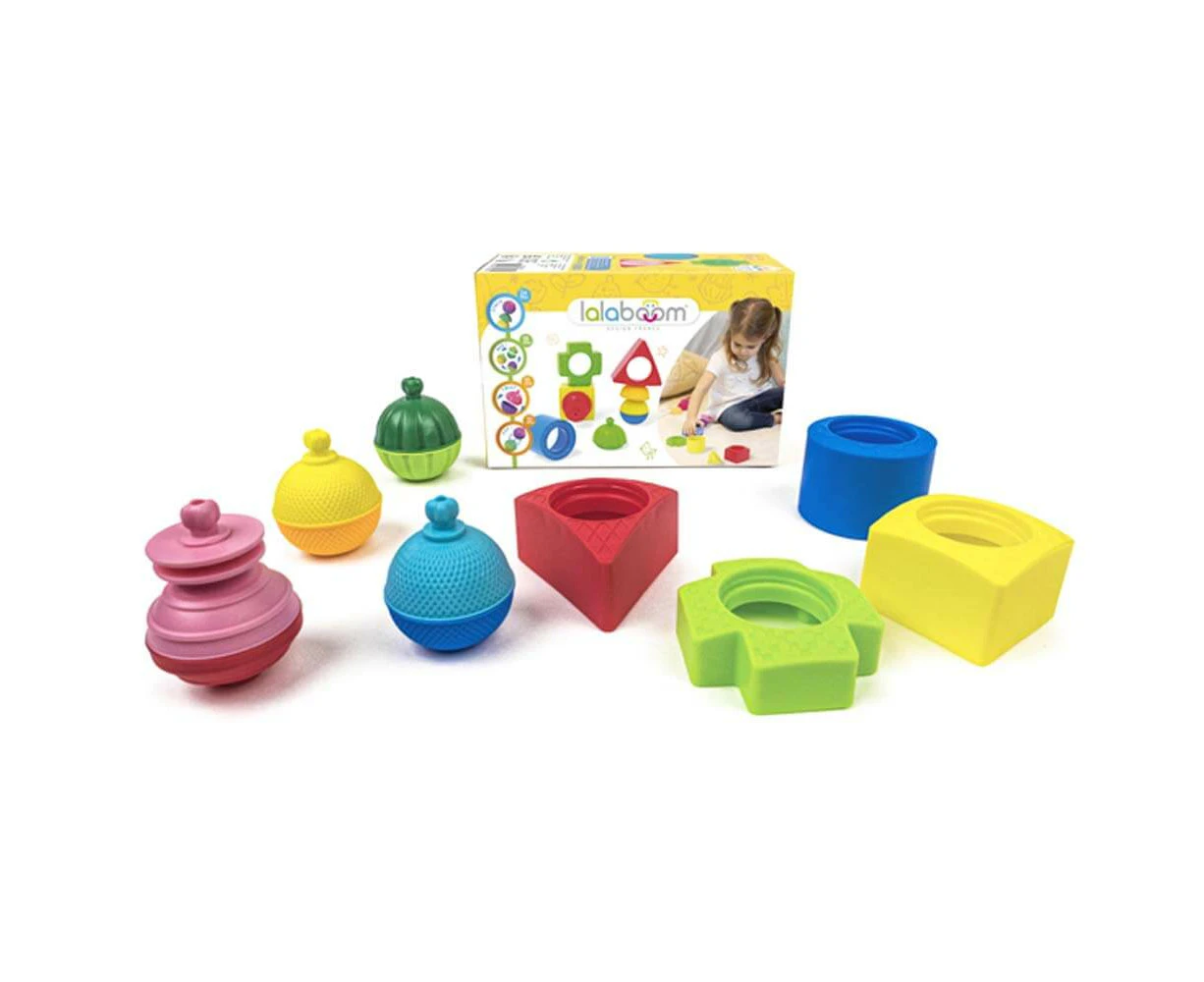 Lalaboom - Geo Shapes and Beads (12piece), BPA Free, PVC free, Multi-Coloured, 10-36 months+