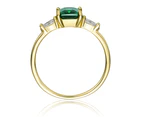 Genevive Emerald 3-Stone Engagement Anniversary Ring