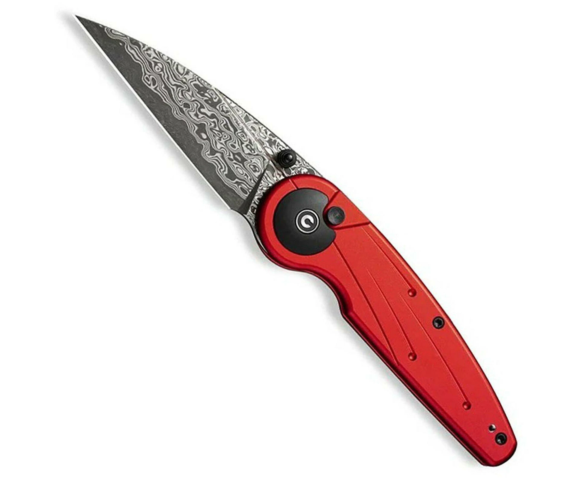 CIVIVI Starflare Button Lock Folding Knife | Red / Damascus