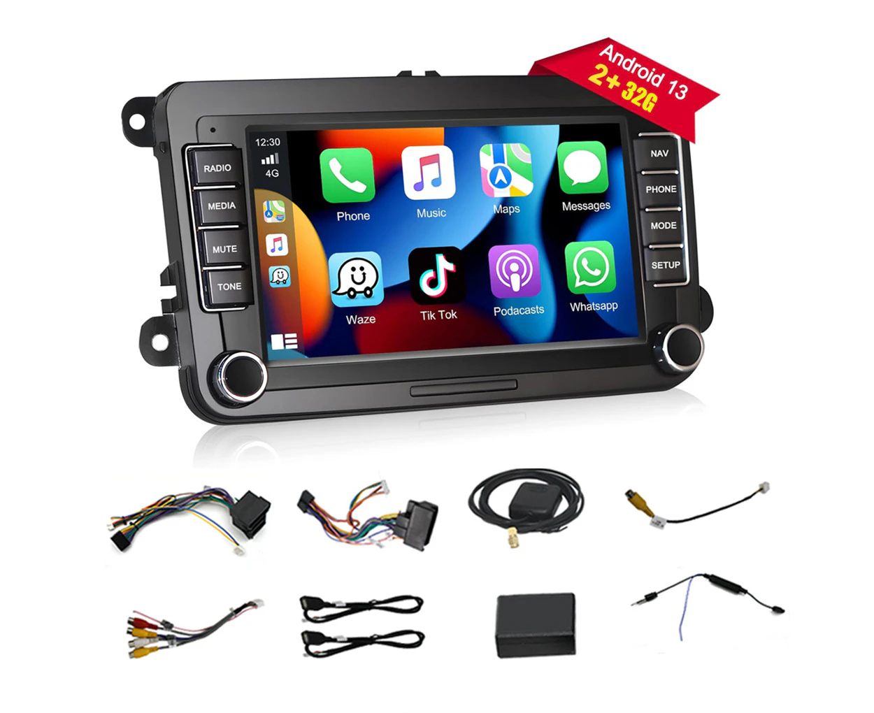 Android 13 Car Stereo For Passat Golf,Double Din 7 Inch Touch Screen Car Radio With Bluetooth GP-S Navigation WiFi FM Radio