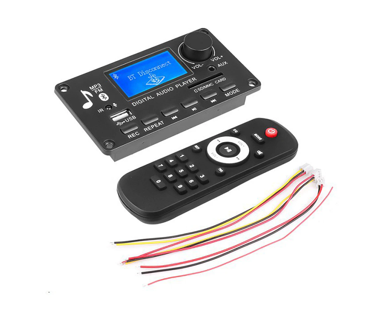 Car MP3 WAV Decoder Amplifier Digital Display Bluetooth-compatible Audio Receiver Recording Device Button Operation Music Player