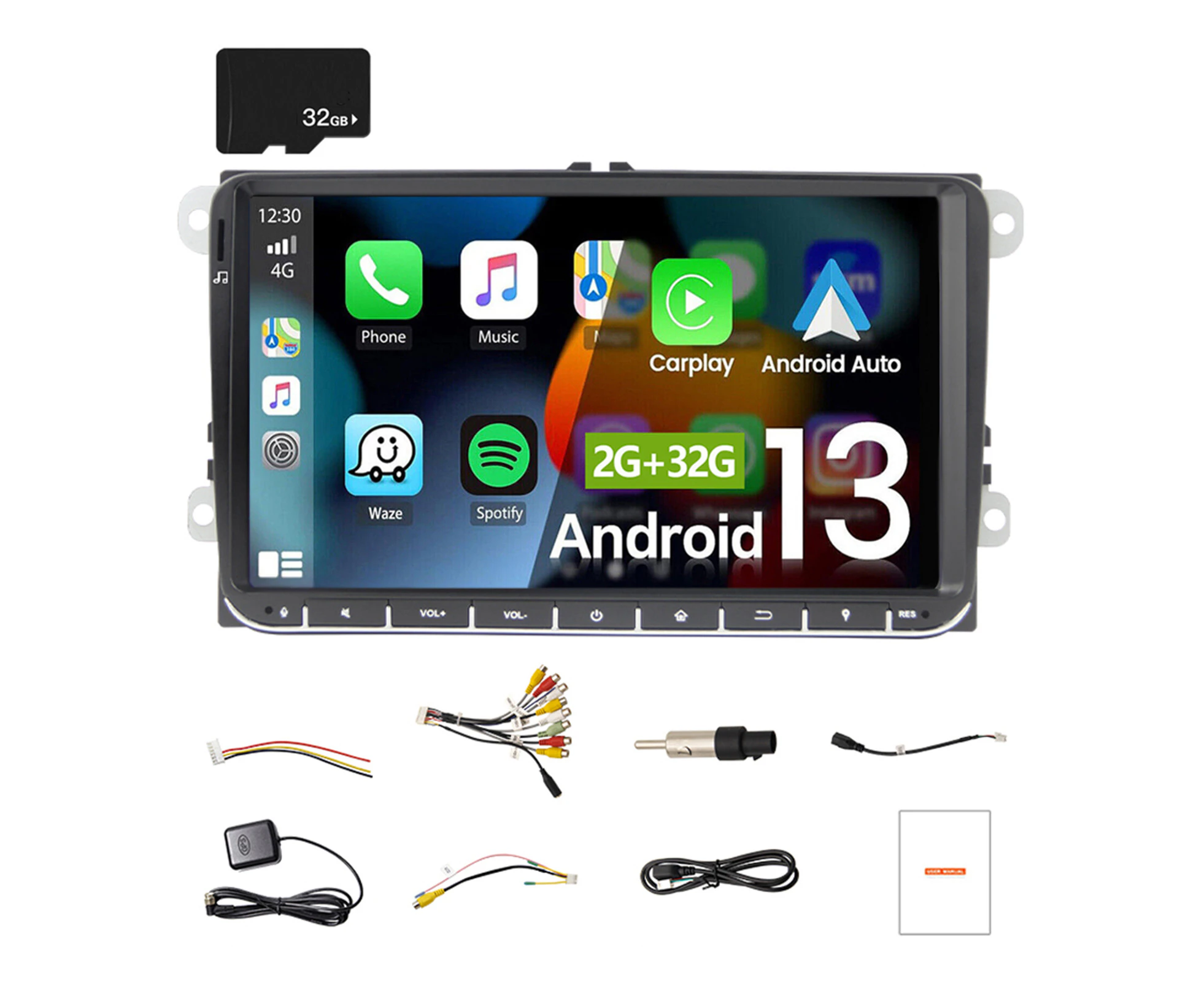 Android 13 232G Car Radio With Navigation,Bluetooth Double Din 9 Inch Touch Screen Handsfree Car Stereo Radio,Support Android Auto With 32GB Card