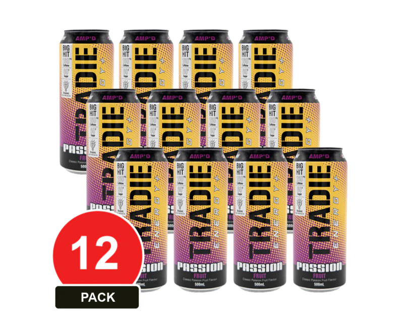 12 Pack, Tradie Energy Passionfruit 500ml