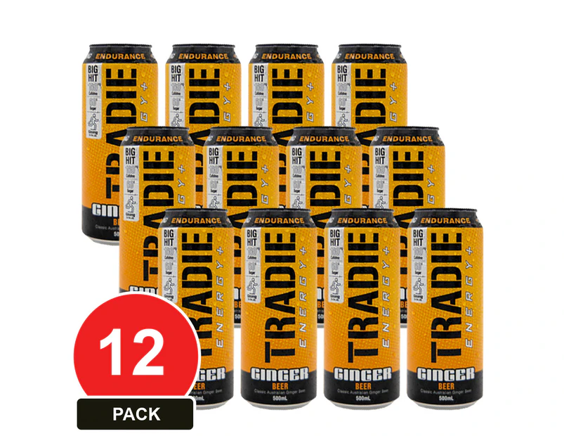 12 Pack, Tradie Energy Ginger Beer 500ml